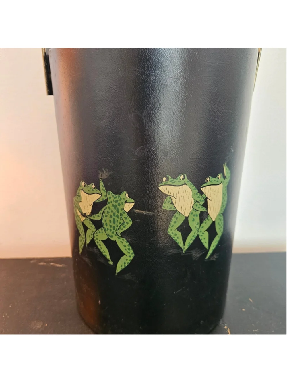 Vintage MCM Couroc Dancing Frogs Ice Bucket Lidded Barware